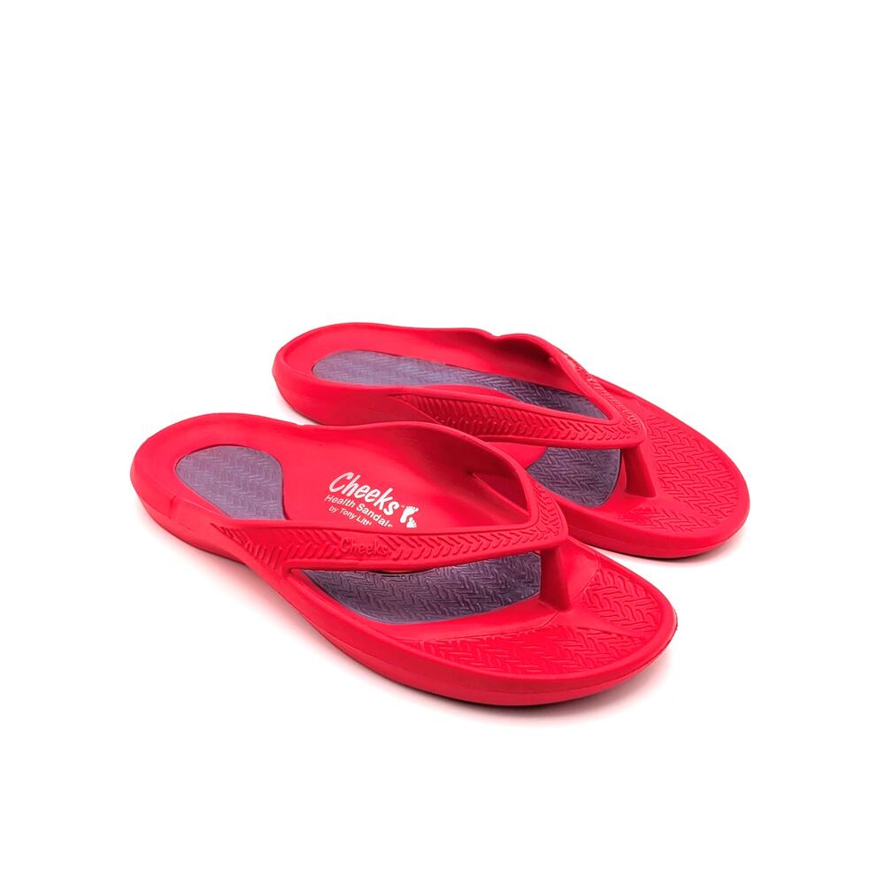 Cheeks by Tony Little Health Sandals Womens 7 Coral Purple Comfort Flip Flops